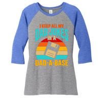 I Keep All My Dad Jokes In A Dadgiftagiftbase Vintage Fathers Day Meaningful Gif Women's Tri-Blend 3/4-Sleeve Raglan Shirt