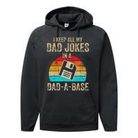 I Keep All My Dad Jokes In A DadABase Vintage Fathers Day Performance Fleece Hoodie