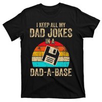 I Keep All My Dad Jokes In A DadABase Vintage Fathers Day T-Shirt