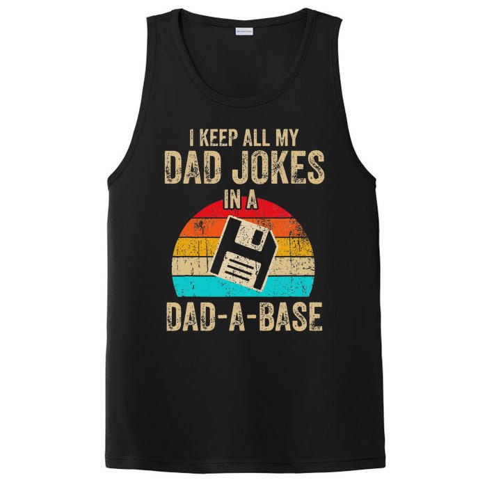 I Keep All My Dad Jokes In A DadABase Vintage Fathers Day PosiCharge Competitor Tank