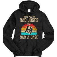 I Keep All My Dad Jokes In A DadABase Vintage Fathers Day Tie Dye Hoodie