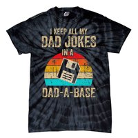 I Keep All My Dad Jokes In A DadABase Vintage Fathers Day Tie-Dye T-Shirt