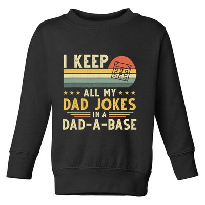 I Keep All My Dad Jokes In A Dad-A-Base Fathers Day Toddler Sweatshirt