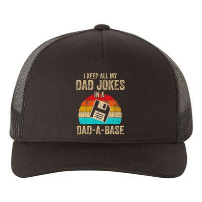 I Keep All My Dad Jokes In A Dadabase Vintage Fathers Day Yupoong Adult 5-Panel Trucker Hat