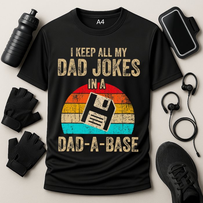 I Keep All My Dad Jokes In A Dadabase Vintage Fathers Day Performance Shirt