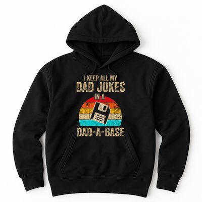 I Keep All My Dad Jokes In A Dadabase Vintage Fathers Day Hoodie