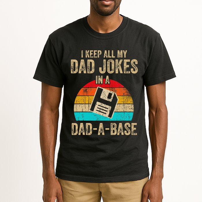 I Keep All My Dad Jokes In A Dadabase Vintage Fathers Day Tall T-Shirt
