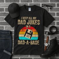 I Keep All My Dad Jokes In A Dadabase Vintage Fathers Day Tall T-Shirt