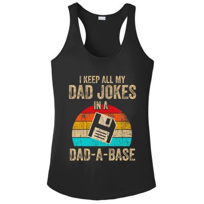 I Keep All My Dad Jokes In A Dadabase Vintage Fathers Day Ladies PosiCharge Competitor Racerback Tank