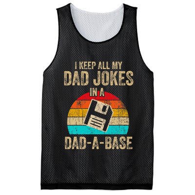 I Keep All My Dad Jokes In A Dadabase Vintage Fathers Day Mesh Reversible Basketball Jersey Tank