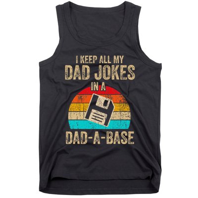 I Keep All My Dad Jokes In A Dadabase Vintage Fathers Day Tank Top