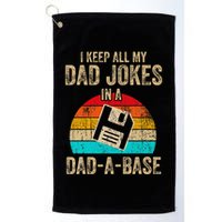 I Keep All My Dad Jokes In A Dadabase Vintage Fathers Day Golf Towel