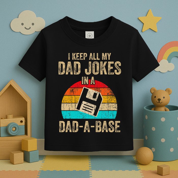 I Keep All My Dad Jokes In A Dadabase Vintage Fathers Day Toddler T-Shirt
