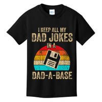I Keep All My Dad Jokes In A Dadabase Vintage Fathers Day Kids T-Shirt