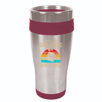 I Keep All My Dad Jokes In A Dadabase Vintage Fathers Day 16oz Travel Tumbler