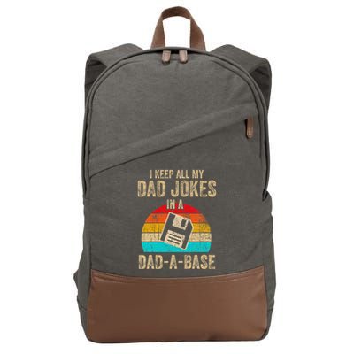 I Keep All My Dad Jokes In A Dadabase Vintage Fathers Day Cotton Canvas Backpack