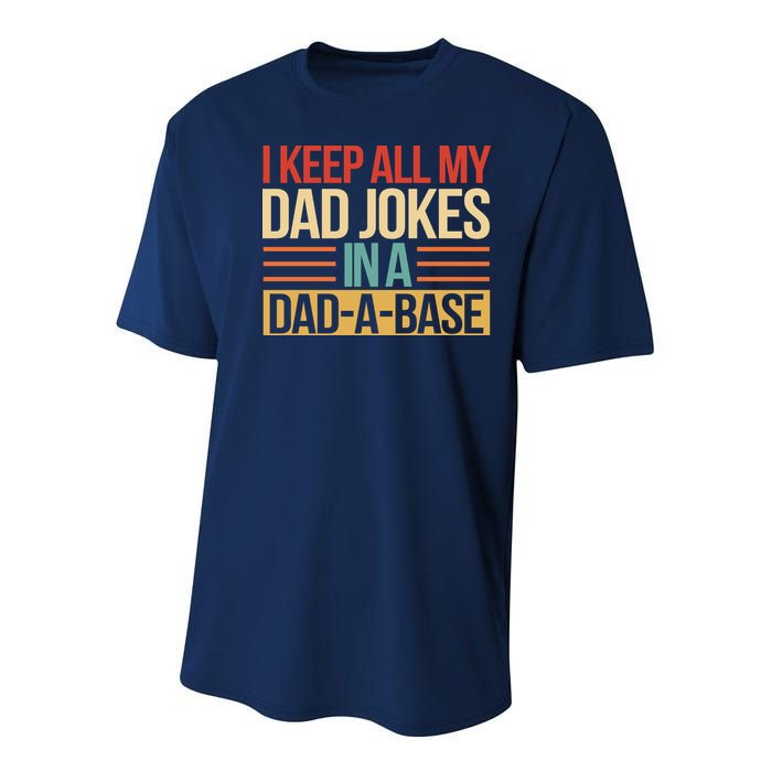 I Keep All My Dad Jokes In A Dad A Base Youth Performance Sprint T-Shirt