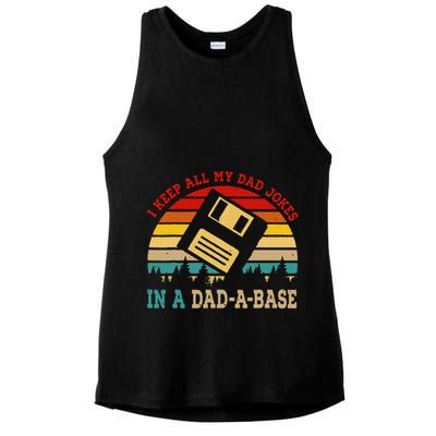 I Keep All My Dad Jokes In A Dad A Base Fathers Day Gift Ladies PosiCharge Tri-Blend Wicking Tank