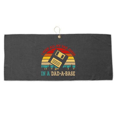 I Keep All My Dad Jokes In A Dad A Base Fathers Day Gift Large Microfiber Waffle Golf Towel