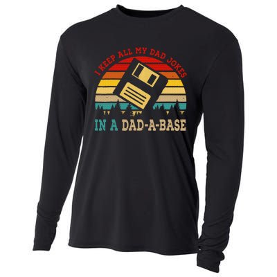 I Keep All My Dad Jokes In A Dad A Base Fathers Day Gift Cooling Performance Long Sleeve Crew