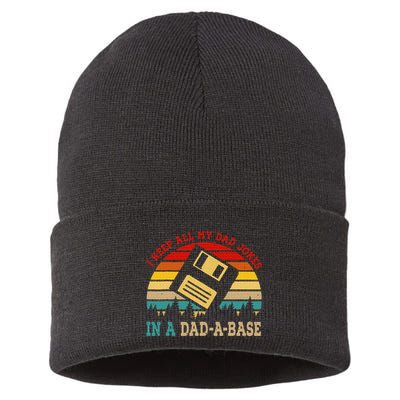 I Keep All My Dad Jokes In A Dad A Base Fathers Day Gift Sustainable Knit Beanie