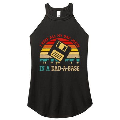 I Keep All My Dad Jokes In A Dad A Base Fathers Day Gift Women's Perfect Tri Rocker Tank
