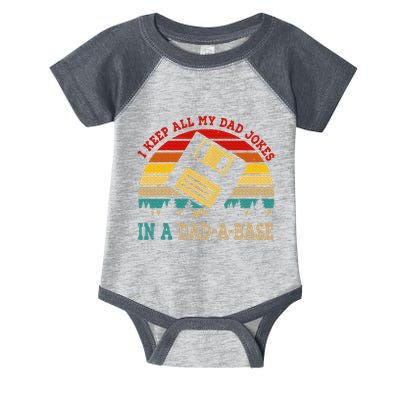 I Keep All My Dad Jokes In A Dad A Base Fathers Day Gift Infant Baby Jersey Bodysuit