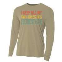 I Keep All My Dad Jokes In A DadABase Fathers Day Gift Cooling Performance Long Sleeve Crew