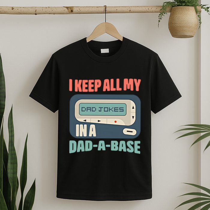 I Keep All My Dad Jokes In A Dad A Base Dad Jokes Funny Dad Father's Day T-Shirt