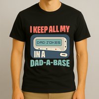 I Keep All My Dad Jokes In A Dad A Base Dad Jokes Funny Dad Father's Day T-Shirt