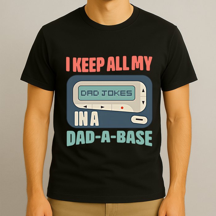 I Keep All My Dad Jokes In A Dad A Base Dad Jokes Funny Dad Father's Day T-Shirt