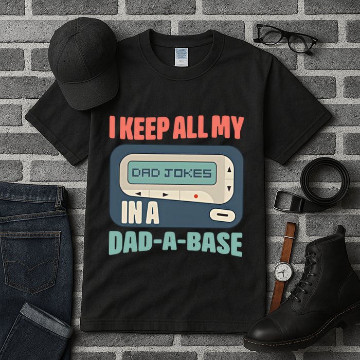 I Keep All My Dad Jokes In A Dad A Base Dad Jokes Funny Dad Father's Day Tall T-Shirt