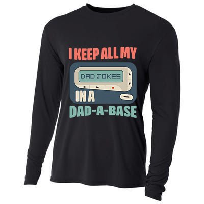 I Keep All My Dad Jokes In A Dad A Base Dad Jokes Funny Dad Father's Day Cooling Performance Long Sleeve Crew