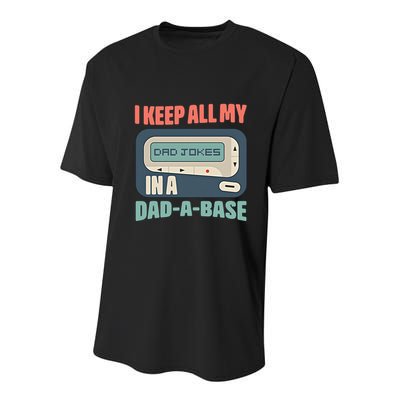 I Keep All My Dad Jokes In A Dad A Base Dad Jokes Funny Dad Father's Day Youth Performance Sprint T-Shirt