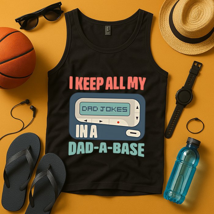 I Keep All My Dad Jokes In A Dad A Base Dad Jokes Funny Dad Father's Day Tank Top