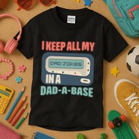 I Keep All My Dad Jokes In A Dad A Base Dad Jokes Funny Dad Father's Day Kids T-Shirt
