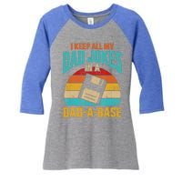 I Keep All My Dad Jokes In A Dadmeaningful Giftameaningful Giftbase Vintage Fath Women's Tri-Blend 3/4-Sleeve Raglan Shirt