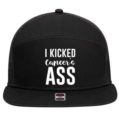 I Kicked Cancers Ass 7 Panel Mesh Trucker Snapback Hat