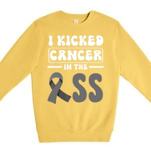 I Kicked Cancer In The Ass Melanoma Skin Cancer Awareness Premium Crewneck Sweatshirt