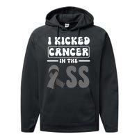 I Kicked Cancer In The Ass Melanoma Skin Cancer Awareness Performance Fleece Hoodie