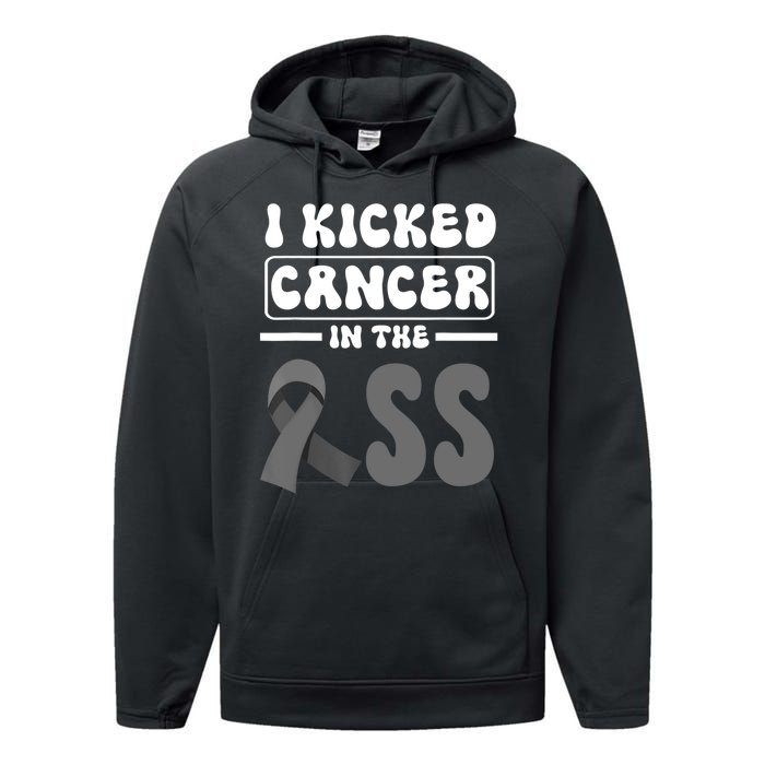 I Kicked Cancer In The Ass Melanoma Skin Cancer Awareness Performance Fleece Hoodie