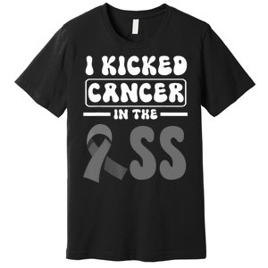 I Kicked Cancer In The Ass Melanoma Skin Cancer Awareness Premium T-Shirt