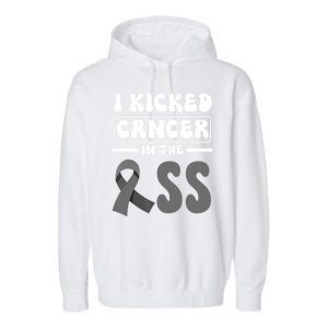 I Kicked Cancer In The Ass Melanoma Skin Cancer Awareness Garment-Dyed Fleece Hoodie