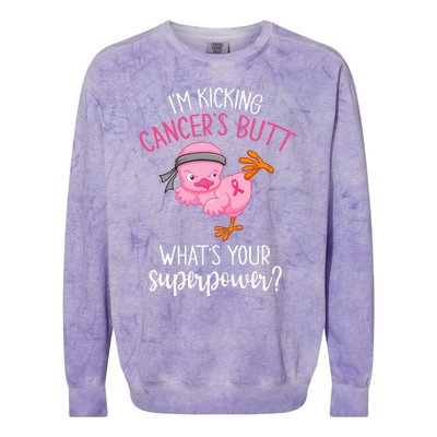 Im Kicking Cancers Butt Breast Cancer Awareness Supporter Colorblast Crewneck Sweatshirt