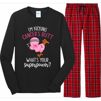 Im Kicking Cancers Butt Breast Cancer Awareness Supporter Long Sleeve Pajama Set