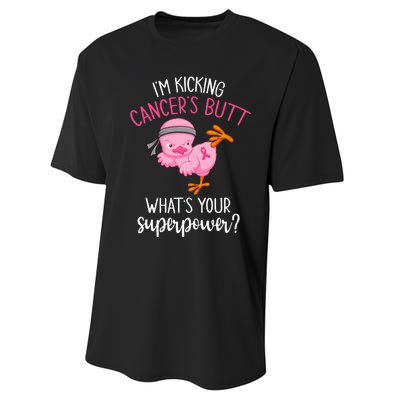 Im Kicking Cancers Butt Breast Cancer Awareness Supporter Performance Sprint T-Shirt