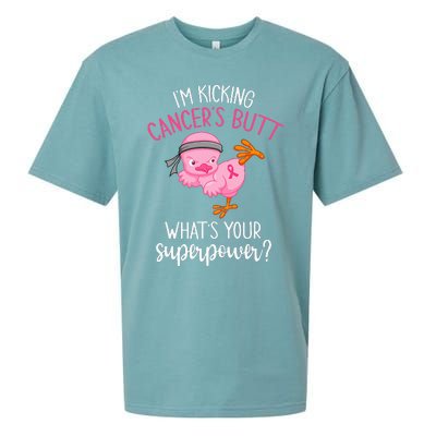 Im Kicking Cancers Butt Breast Cancer Awareness Supporter Sueded Cloud Jersey T-Shirt