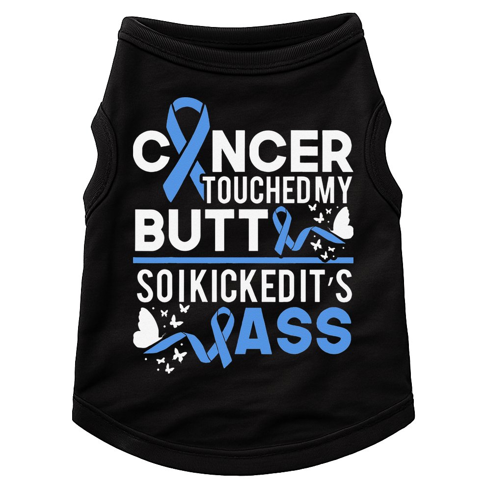 i kicked cancers butt Colon cancer awareness Doggie Tank