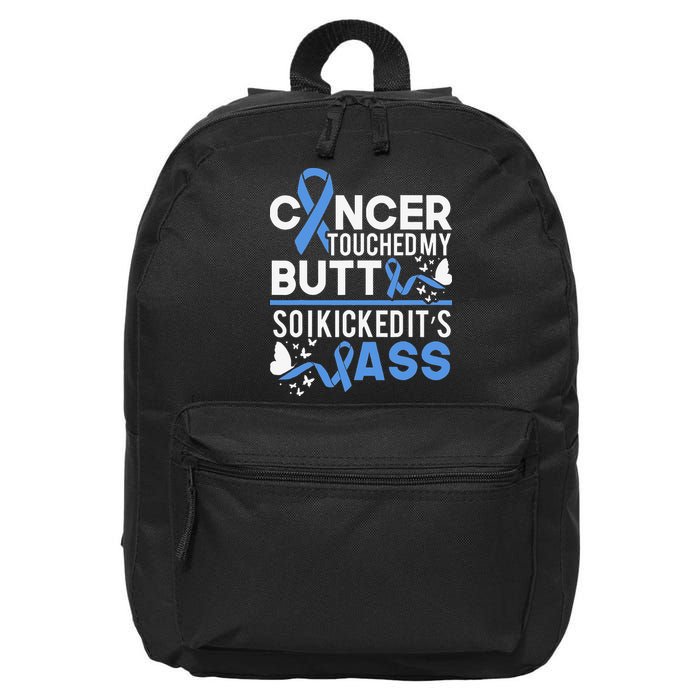 i kicked cancers butt Colon cancer awareness 16 in Basic Backpack