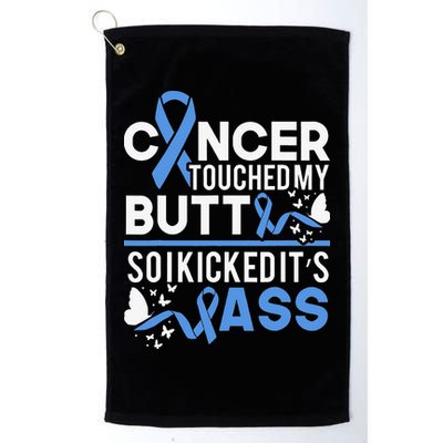 i kicked cancers butt Colon cancer awareness Golf Towel